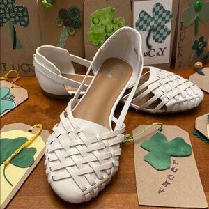 White Woven Women's Flats